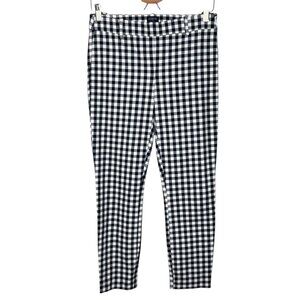 J. Crew Winnie Pant Navy White Gingham Checkered Slim Fit Size 2